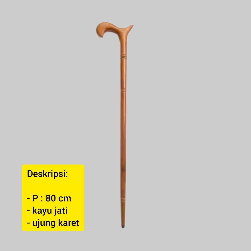 Tongkat kayu lansia - tongkat kayu glugu 85 cm - tongkat alat bantu jalan - tongkat gulu - Tongkat k