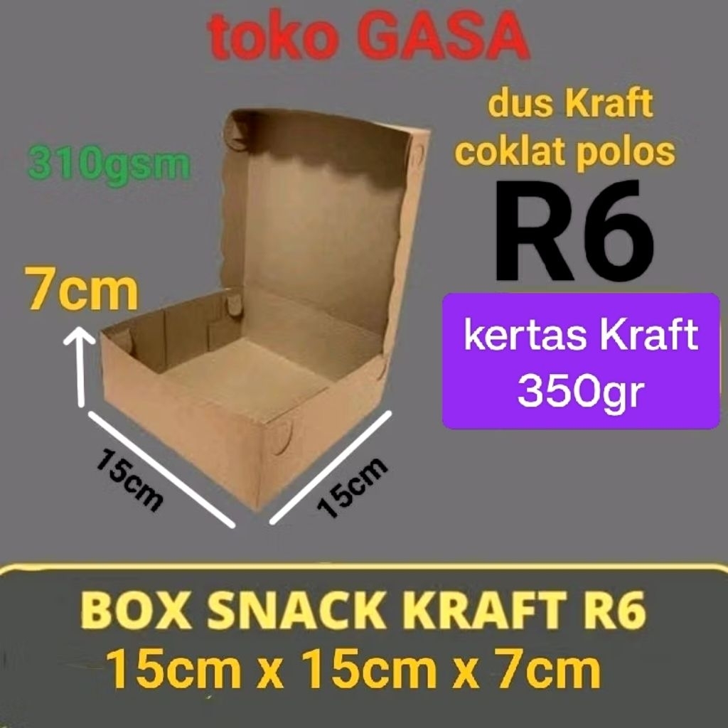 kerdus coklat dos kraft R6 kue jajan roti ukuran 15x15x7 coklat polos /DOS box kue isi 6 / dus Kraft