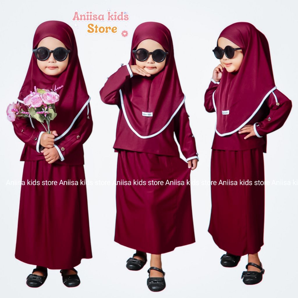 baju stelan abaya inara kancing muslimah anak bayi perempuan terbaru hijab syar'i