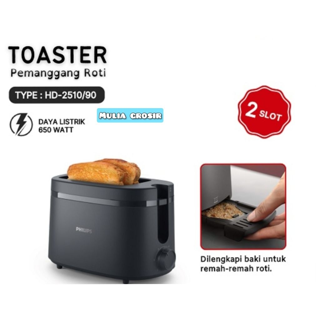Toaster Philips HD 2510 / 90 600watt Pop Up Toaster Philips Panggangan Roti