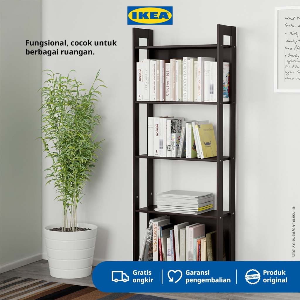IKEA LAIVA Rak Buku Minimalis Hitam-Cokelat Berkualitas 62x165 cm