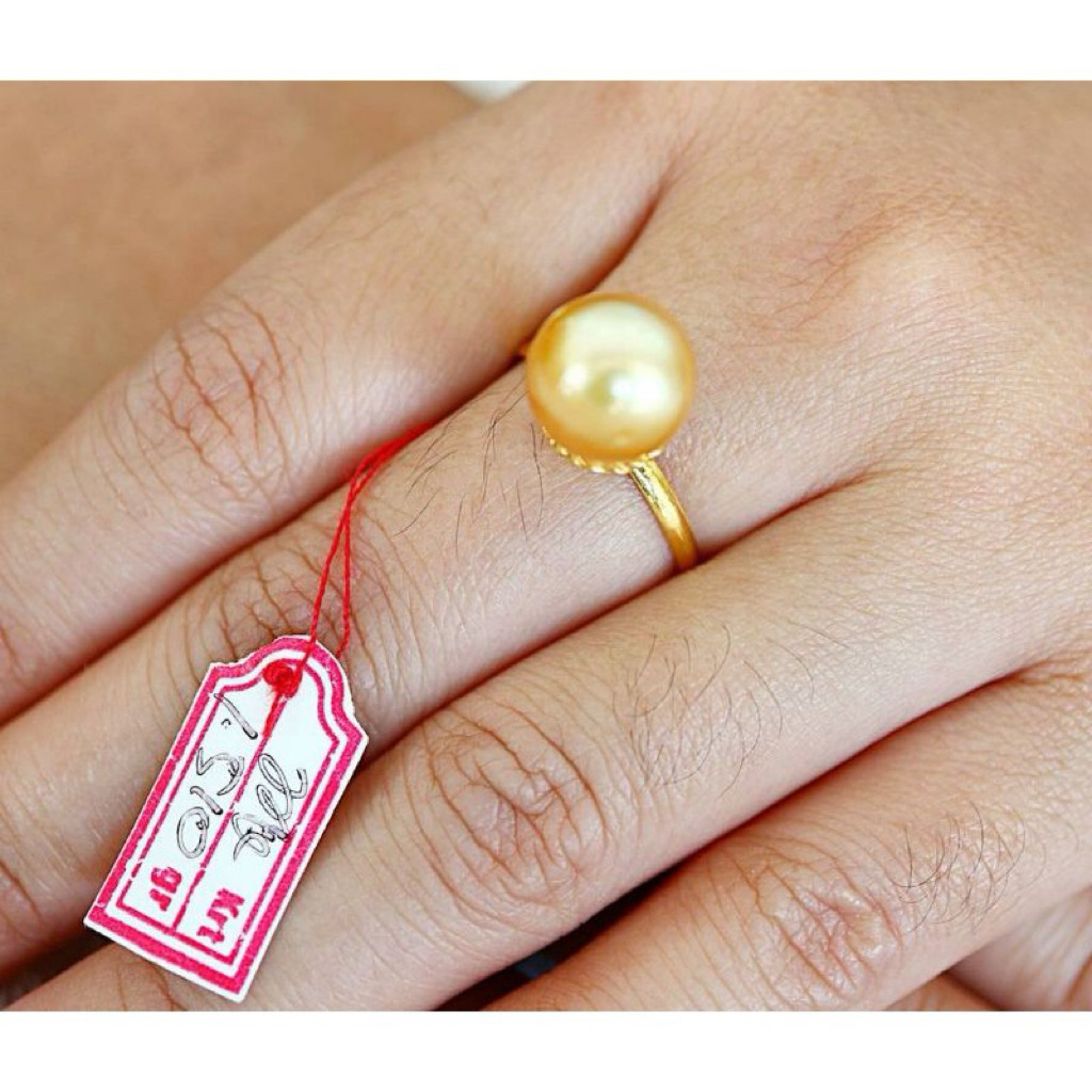 Cincin simple model dewik mutiara laut asli lombok emas 22k