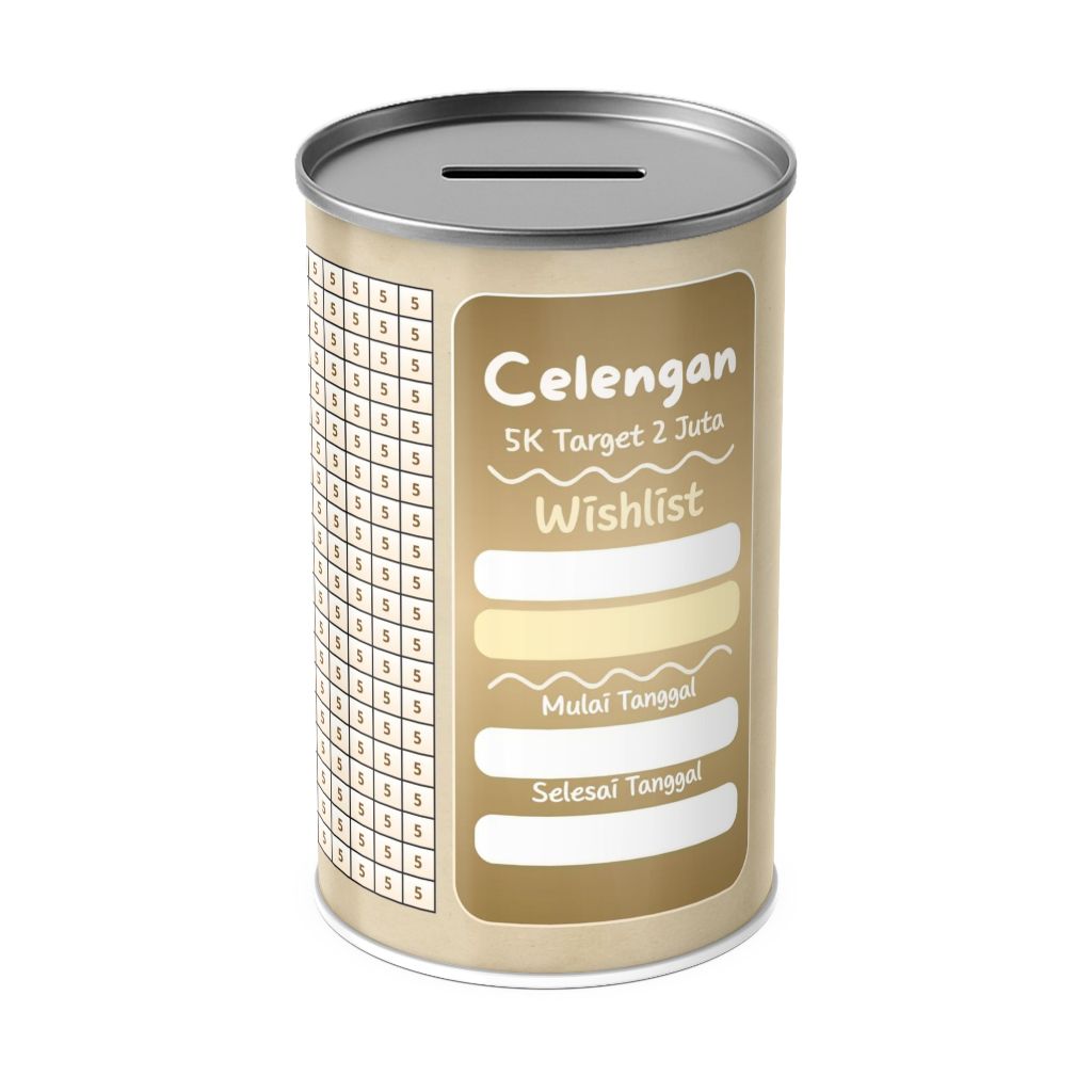 Celengan Target JUMBO 5K Target 2 Juta – Diameter 10cm Tinggi 20cm | Nabung Lebih Semangat