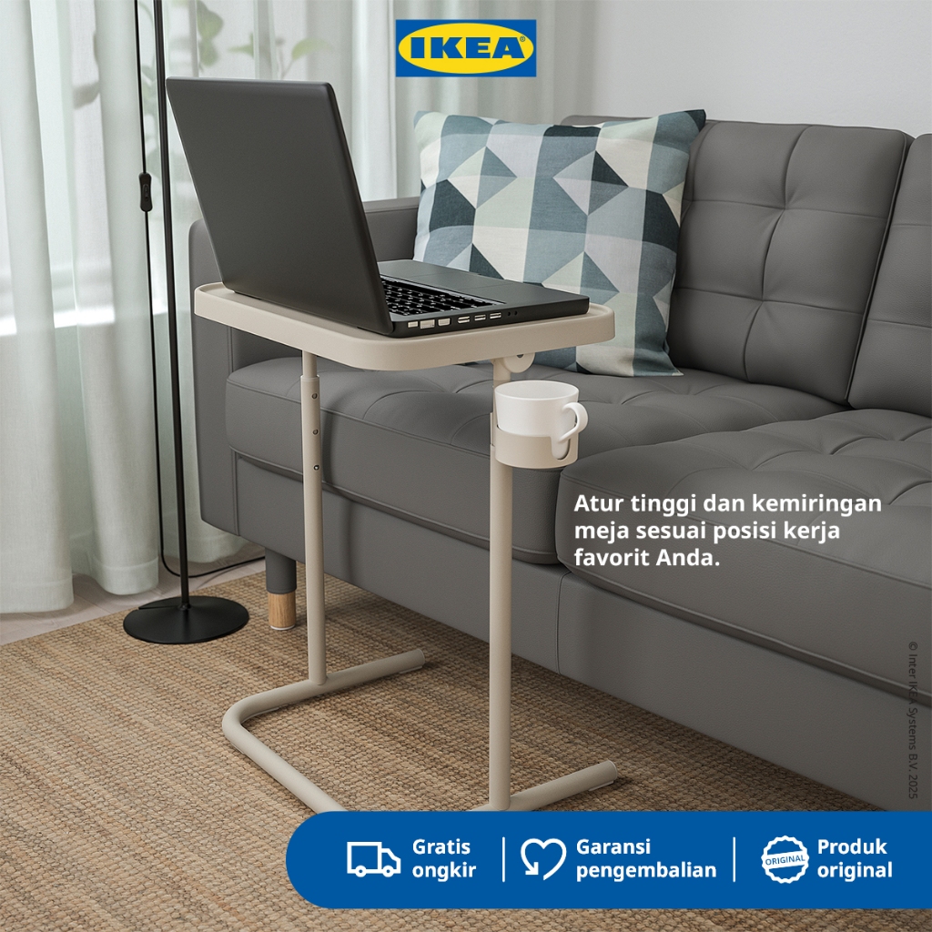 IKEA BJORKASEN Meja Stand Laptop Fleksibel Krem Minimalis