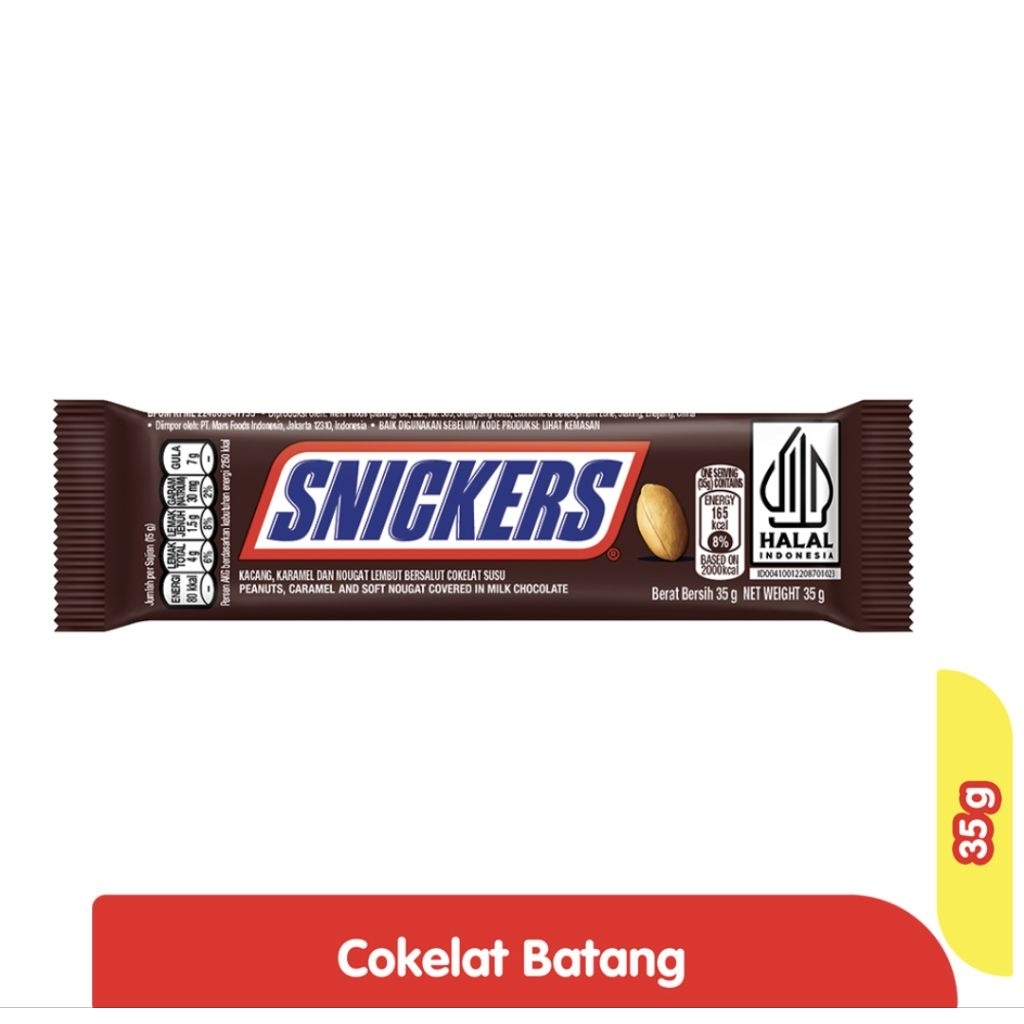 

Snickers Chocolate Peanut Original 35 Gram 1Box