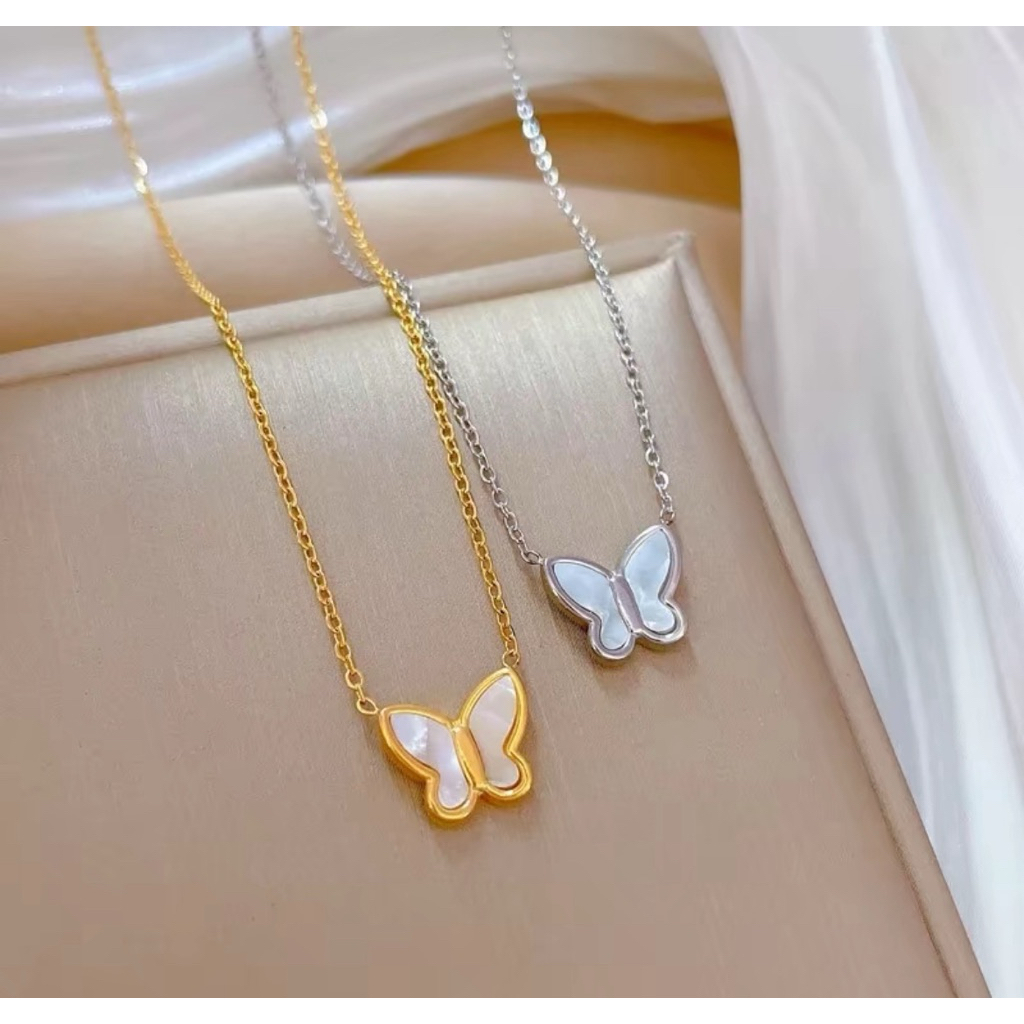 Kalung Titanium Wanita Anti Karat Asli / Kalung Motif Kupu-Kupu / Kalung Titanium 100% ori