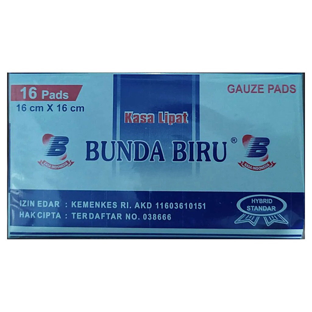 Kasa Hidrophile 16cm x 16cm Bunda Biru Hybrid / Kasa Lipat isi 16’s BUNDA BIRU