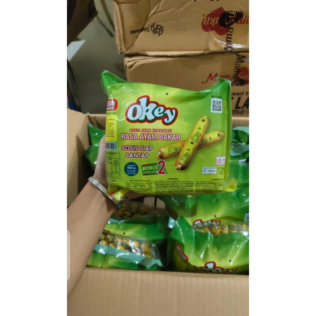 

Sosis okey isi 30+2 (bonus) rasa ayam bakar siap santap