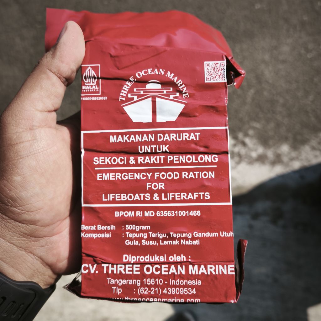 

Ransum MRE Makanan Darurat Sekoci dan Rakit Penolong EMERGENCY PACK FOOD RATION THREE OCEAN