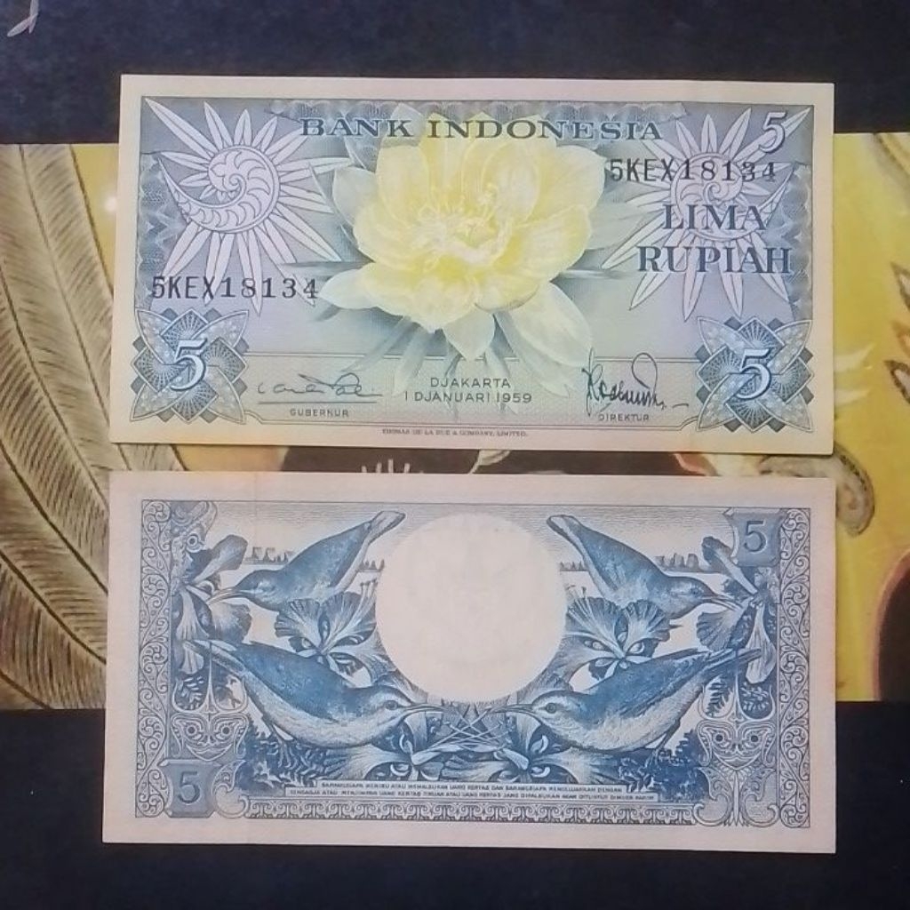 GRESS UANG KUNO 5 RUPIAH SERI BUNGA TAHUN 1959