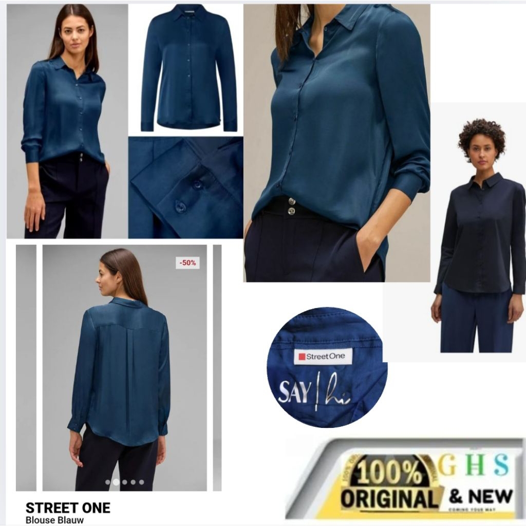 KEMEJA WANITA SATIN Viscoses SUTRA SILK * Streett**One Lengan Pangang