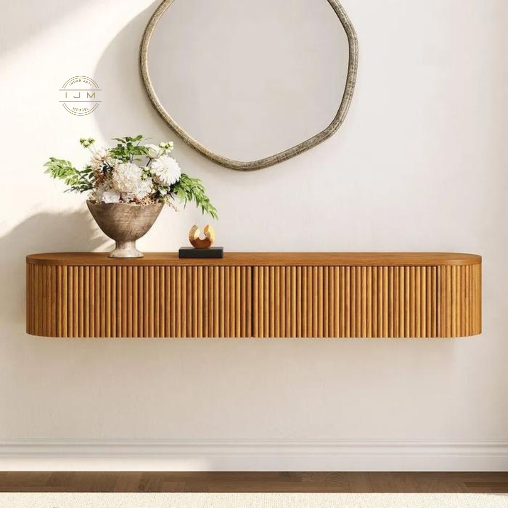 Buffet Gantung Buffet Rak Dinding Meja TV Gantung Minimalis Modern Jati 2 Laci