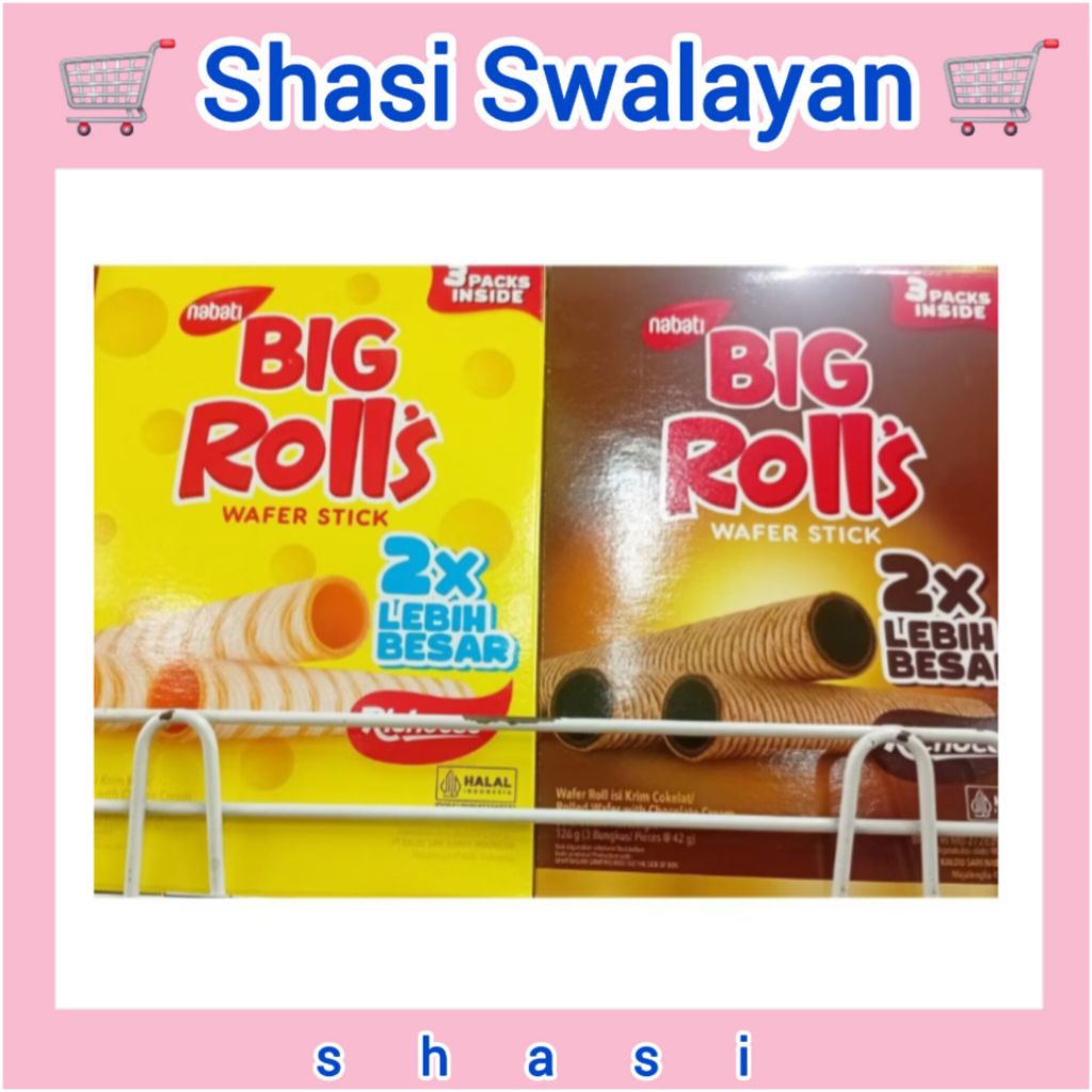 NABATI Big Rolls Wafer Stik Keju 108gr/ Coklat 126gr