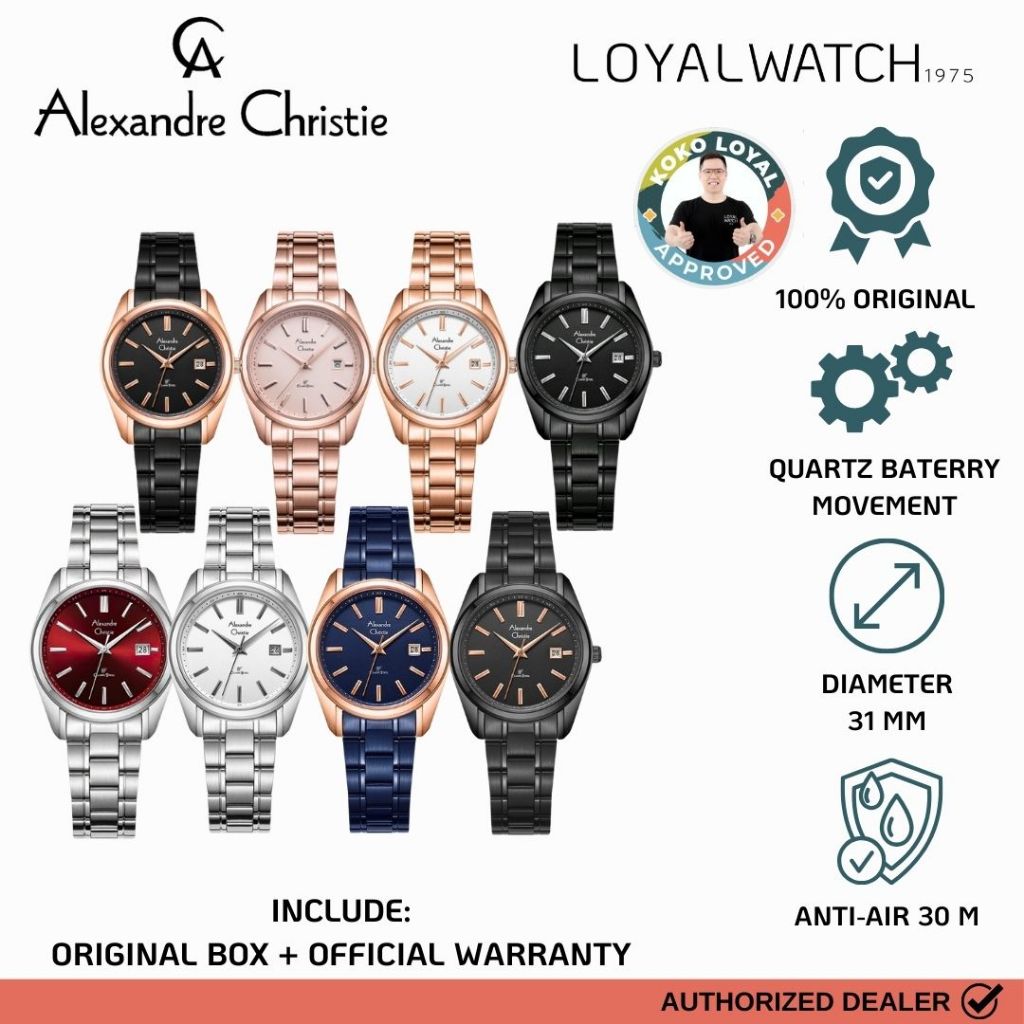Jam Tangan Alexandre Christie Classic Steel Wanita 8660 Stainless Steel Original Garansi Resmi