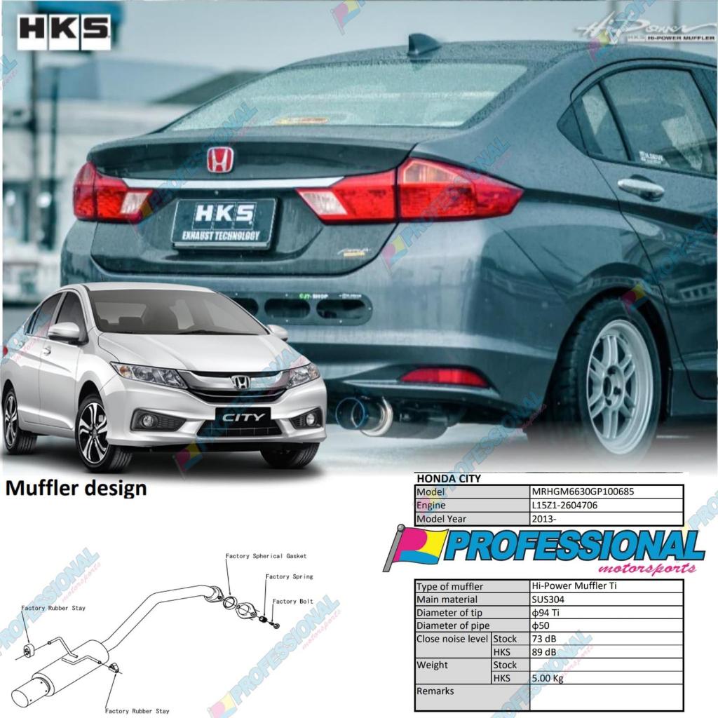 Aksesoris Exhaust Muffler Knalpot HKS Hipower Ti Honda City GM6 13+