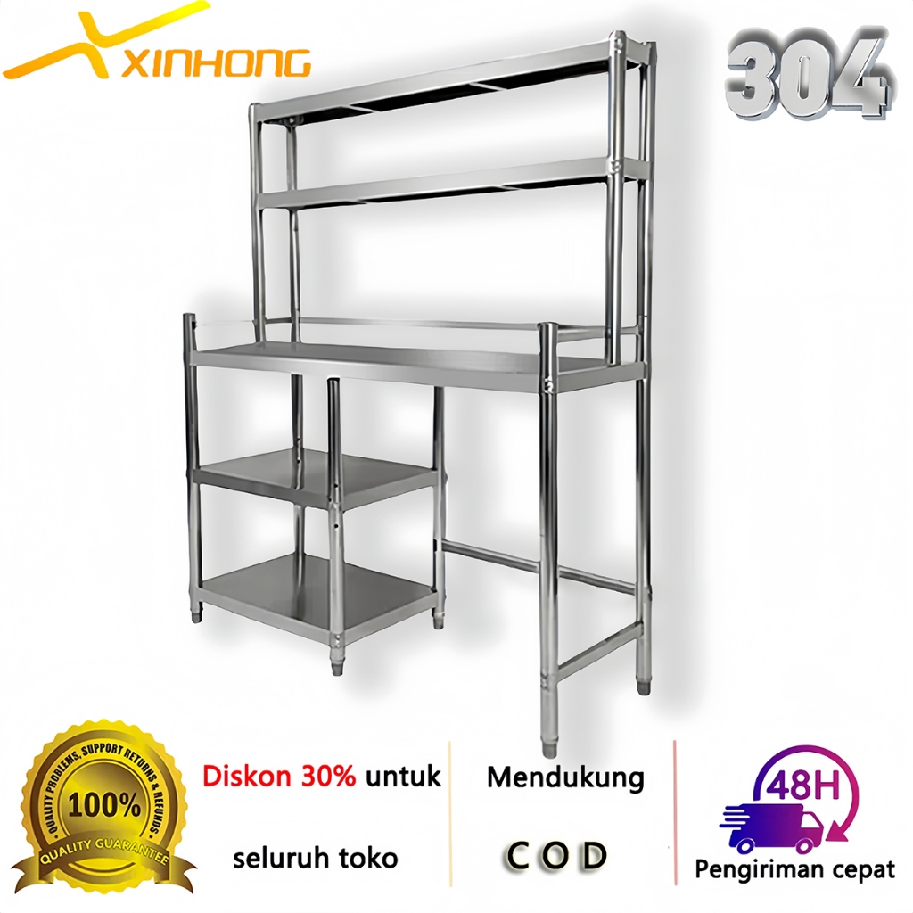 Xinhong Rak Dapur Multi-lapis rak dapur organizer baja tahan karat rak organizer 3 lapis dapur