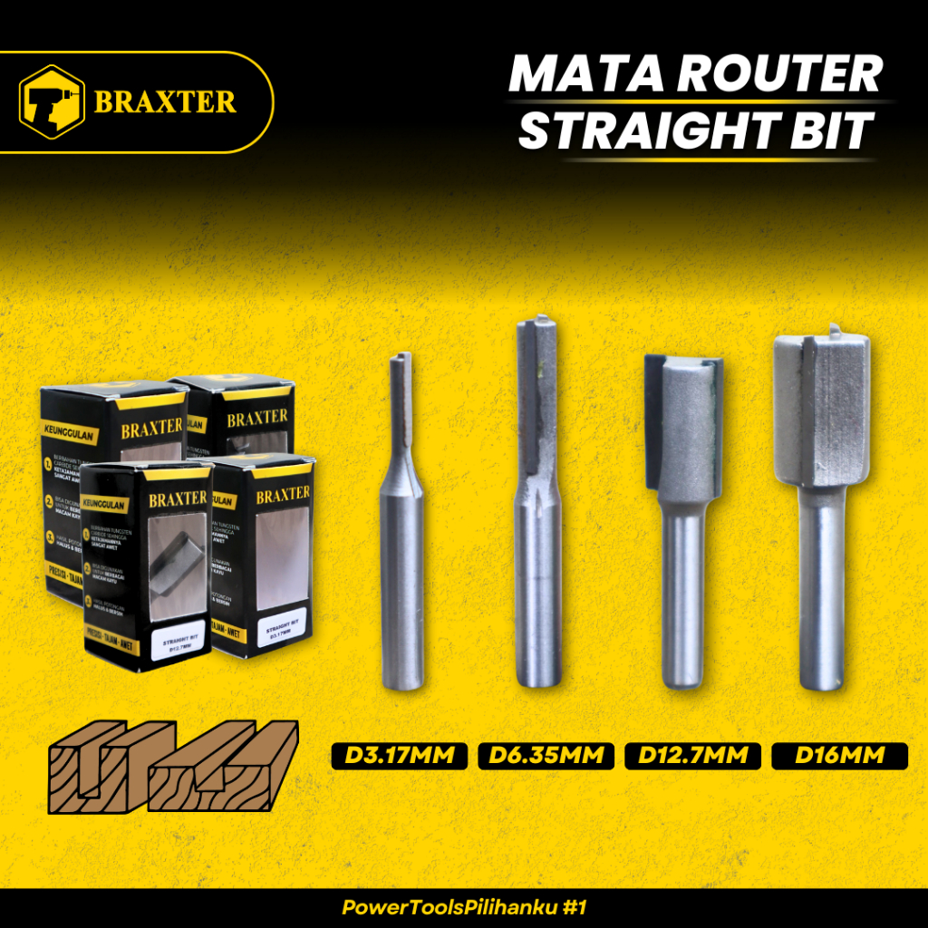 BRAXTER STRAIGHT BIT Mata Profil / Router / Trimmer Kayu TCT