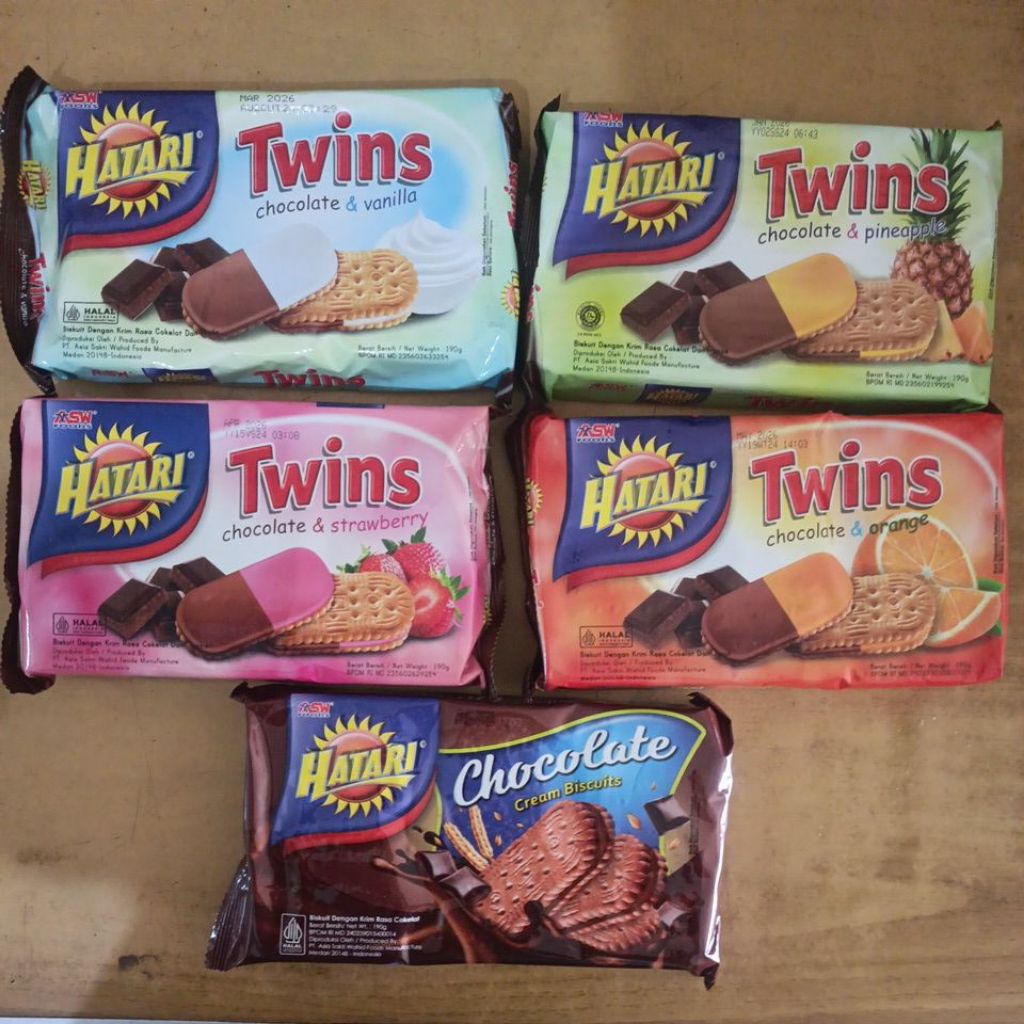 

Hatari Twins Coklat / Vanilla / Strawberry / Orange / Pineapple 190gr