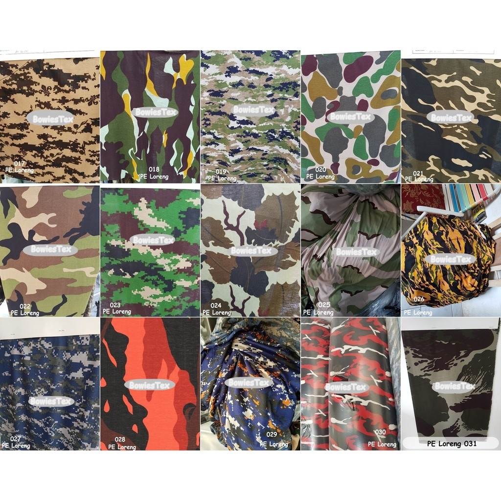 Kain PE Loreng Bahan Kaos Loreng Loreng PE Baju Camo Perbakin Mossy Oak Ranting Kaos Kilo