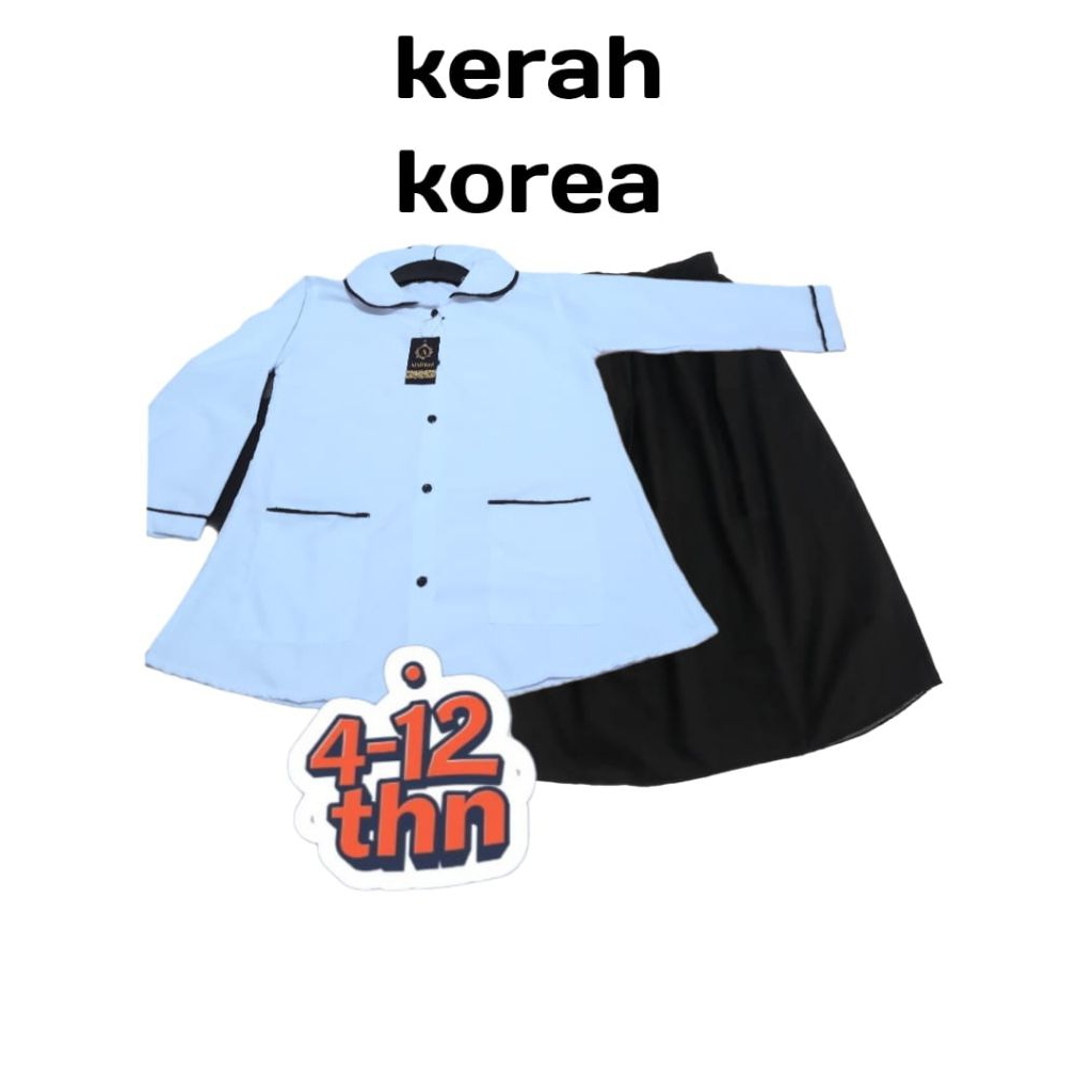 Baju Anak Hitam Putih Perempuan TK SD MI Kerah Korea Original