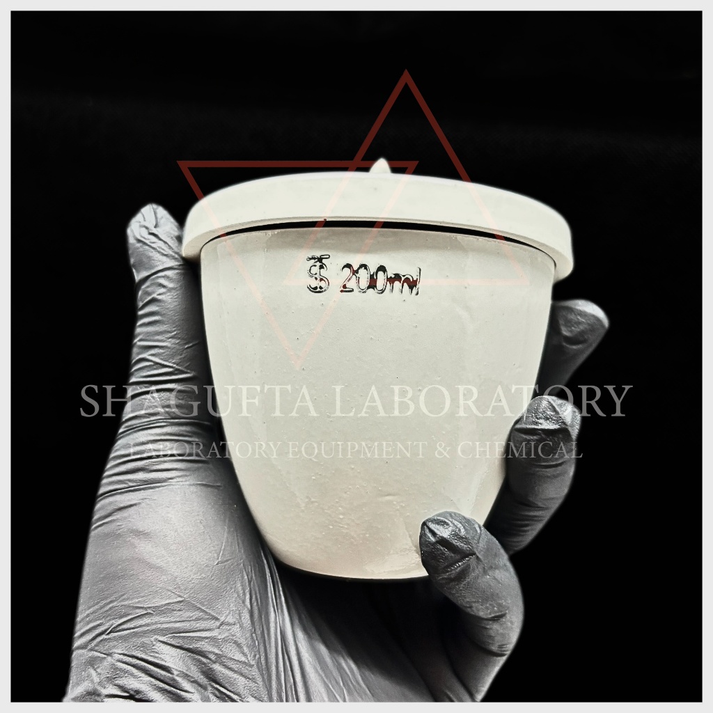 Cawan Krusibel Porselen dengan Tutup – Crucible Porcelain Cap RRC – Wadah Pembakaran Sampel Laborato