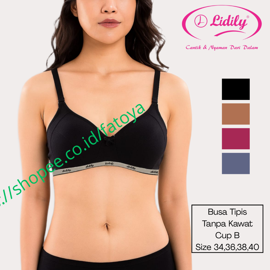 Lidily Bra Bh Sport Busa TIPIS Tanpa Kawat Cup B Size 34-40/ BH Harian