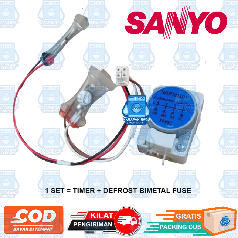 Timer Defrost Bimetal fuse kulkas SANYO 2 pintu 1 Set / Timer Kulkas SANYO 2 Pintu