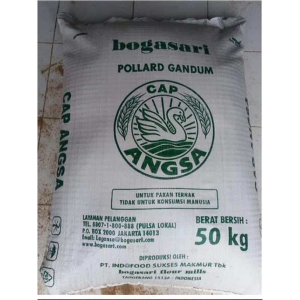 bogasari pollard gandum / polar gandum cap angsa pakan ternak 50kg