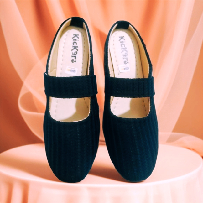 Sepatu Selop Wanita Bahan Rajut Warna Hitam  Promo Selop Hitam Slip On