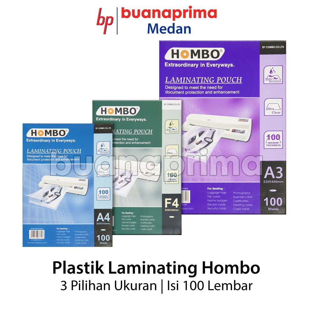 

Plastik LAMINATING FILM HOMBO A4 F4 A3 isi 100 Pouch 100 Micron