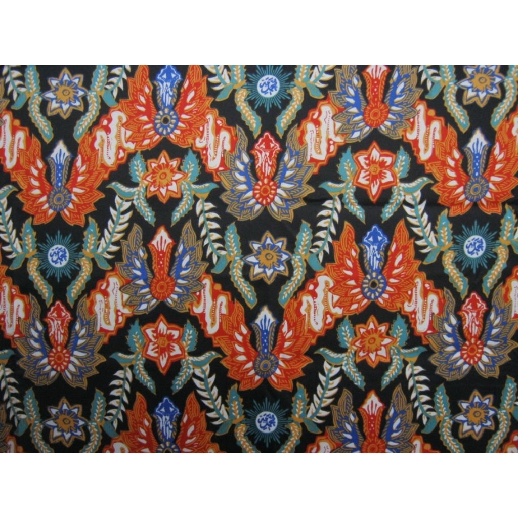 Bahan Batik Muhammadiyah Hitam Orange Satin