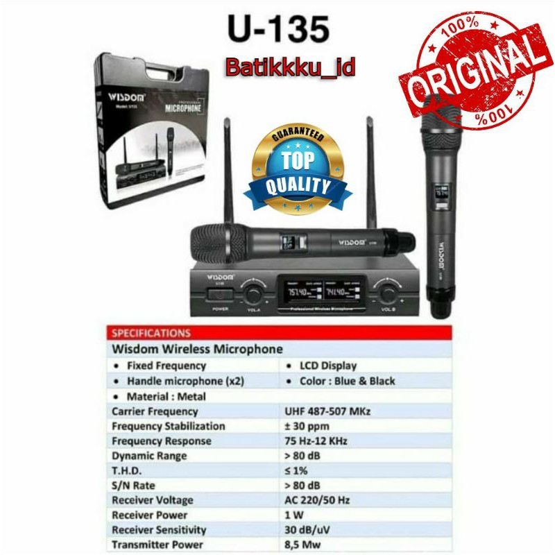 [ORIGINAL] MIC WIRELESS WISDOM U-135 / U 135 / U135 ORIGINAL WISDOM UHF