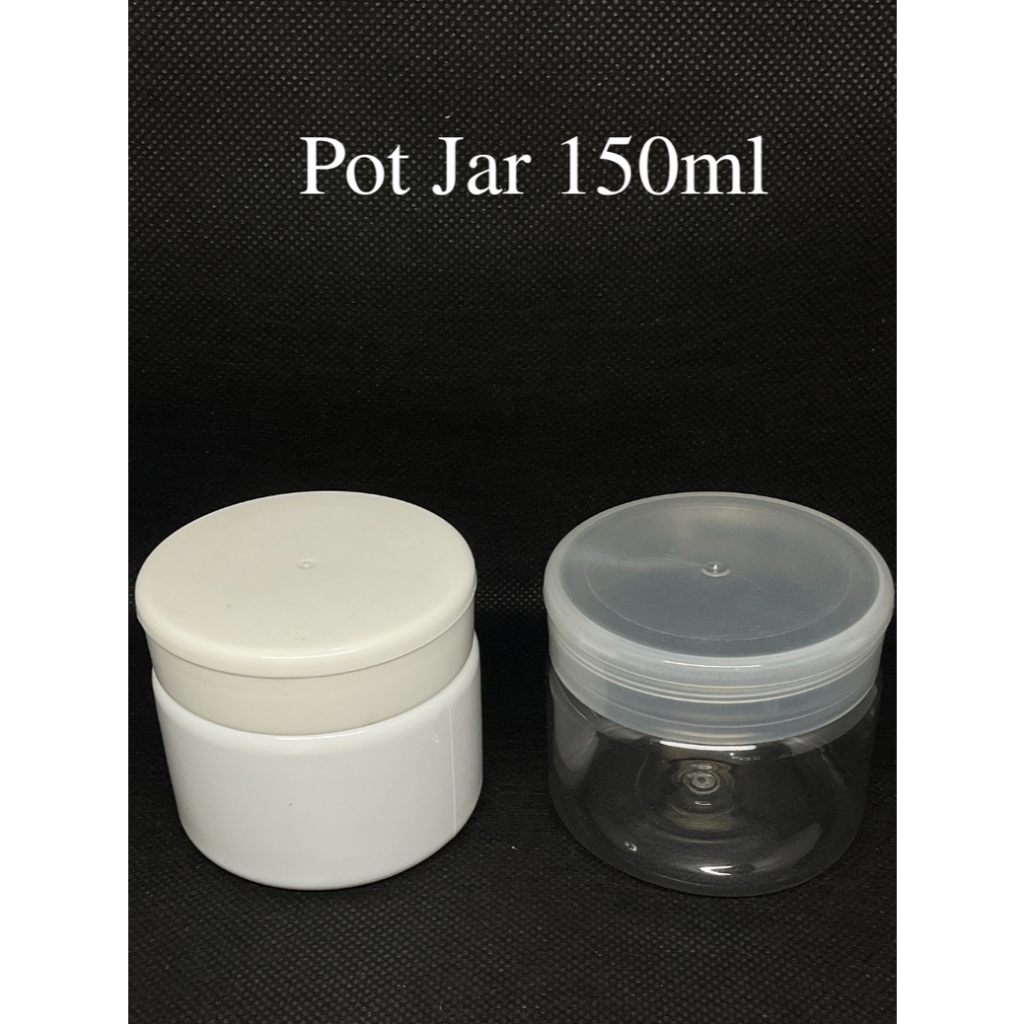 Toples Pot Jar Kosmetik 150ml | Wadah Cream, Lotion, Moisturizer, Masker Wajah | Plastik Putih & Nat