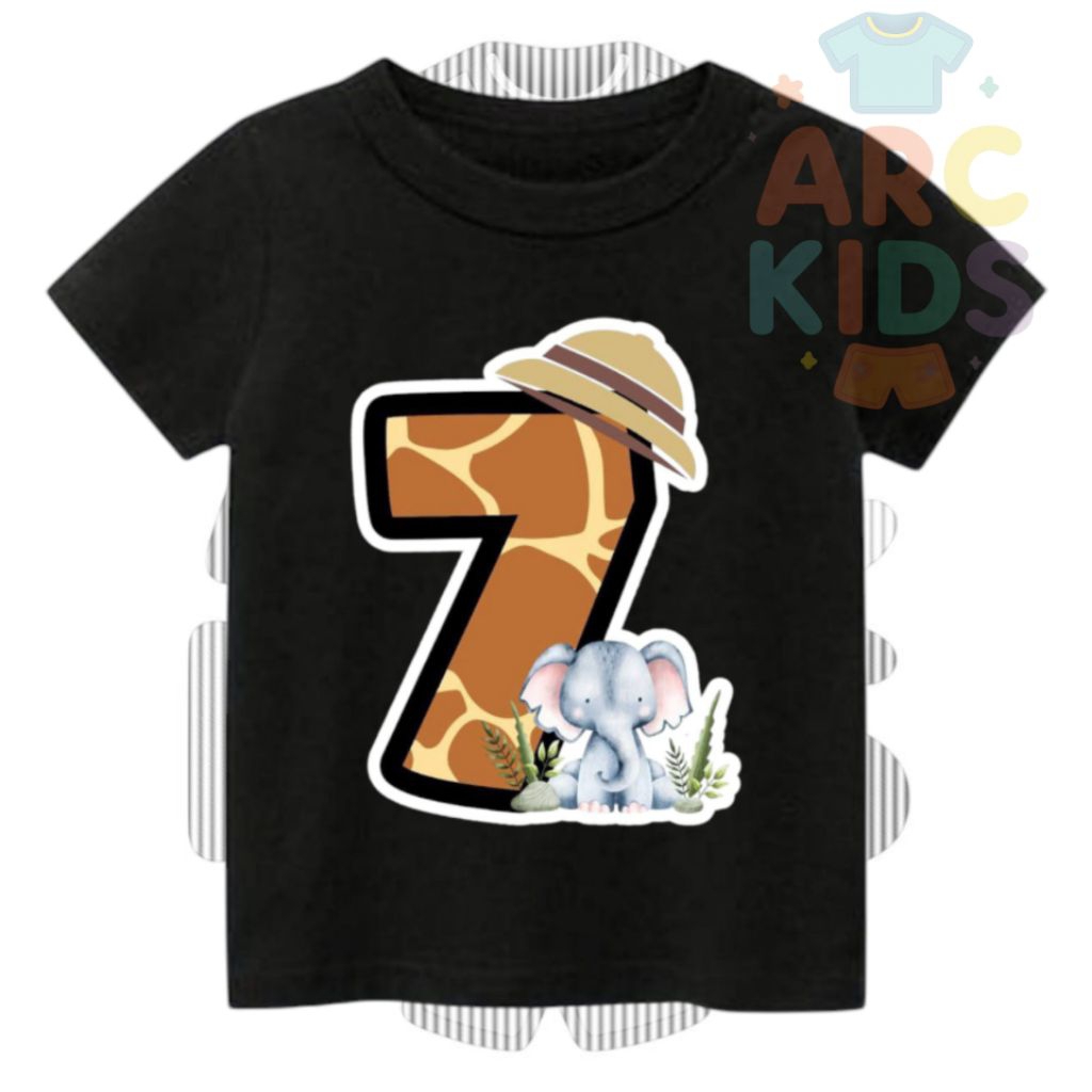 ARCKIDS kaos Anak perempuan Motif Angka 7 bahan Cotton Lengan Pendek