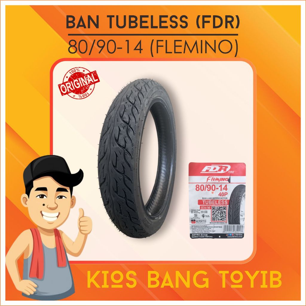 FDR Flemino Ban Motor Matic Tubeless 80/90-14 Beat Vario Scoopy Mio M3 Fino Nex Spin 125 Baru Ori