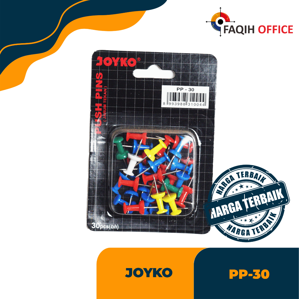 

Push Pin JOYKO PP-30 Jarum Mading Warna Warni Paku Payung SterofoamSoftboard - Faqih Office