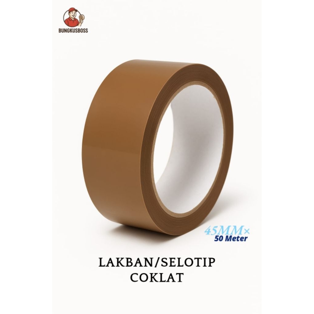 

LAKBAN/SELOTIP COKLAT UKURAN 45MM × 50 METER