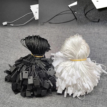 

【1000pcs】 Tali Hangtag Tali Hang Tag Label Baju Tali Hantag Hitam dan Putih/Tag Rope Hitam & Putih Murah Isi