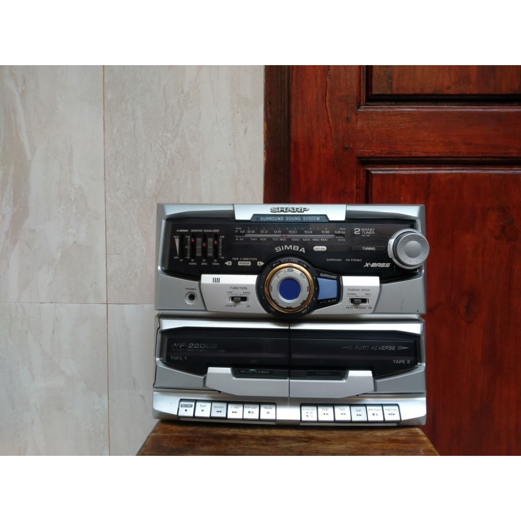 head compo sharp amplifier jadul radio tape original sharp simba type WF-2200S silver