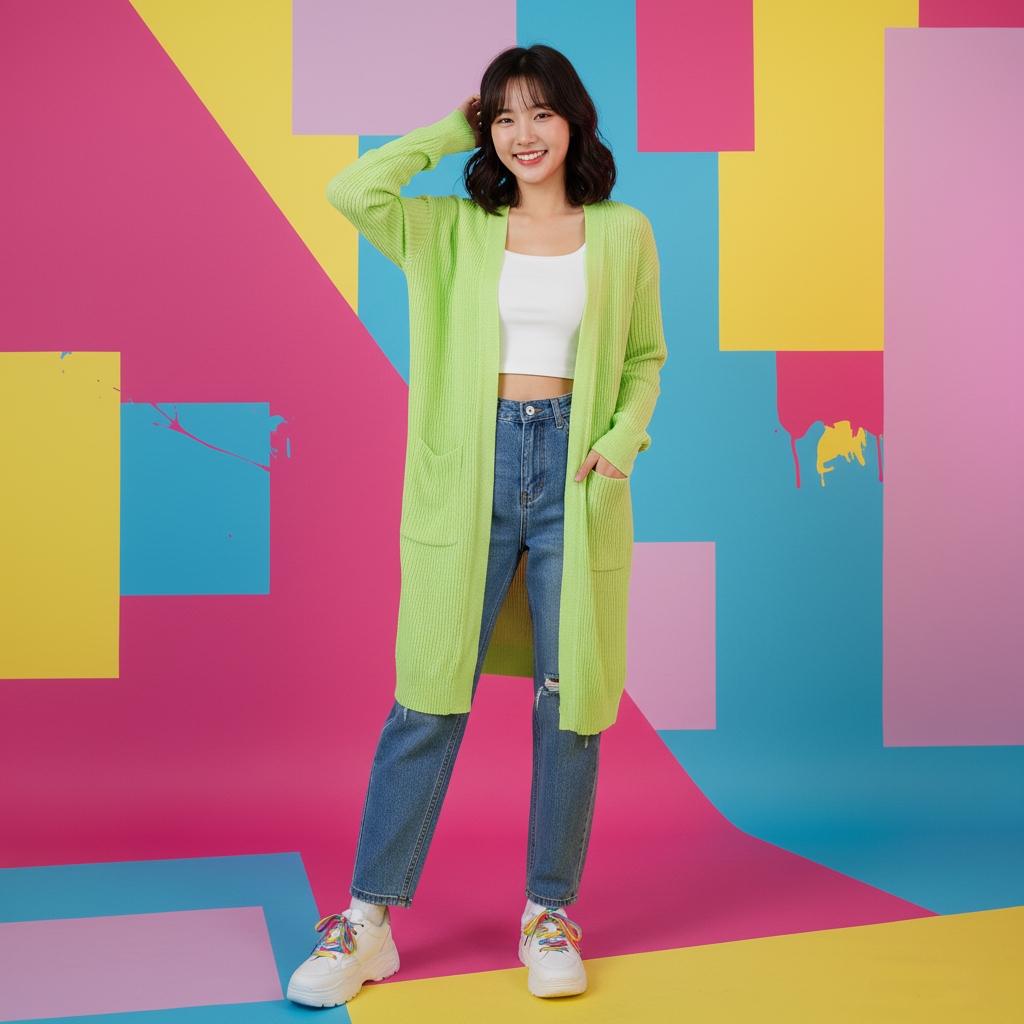 Lizzy Outfit Long Cardigan Belle Korean Style Rajut Wanita