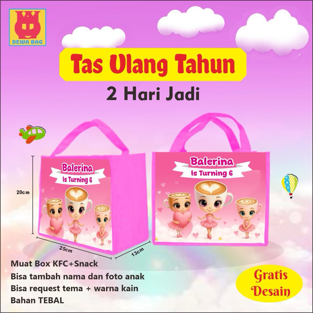 

TAS ULTAH CUSTOM / GOODIE BAG MERMAID / TAS SOUVENIR 2HARI JADI minimal order 30pcs