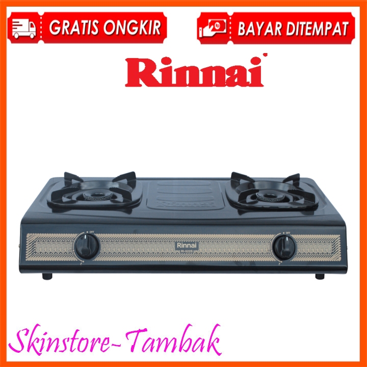 Rinnai RI522S Kompor Gas Stove Teflon 2 Tungku RI-522 S / RI522 S / RI 522S - Hitam