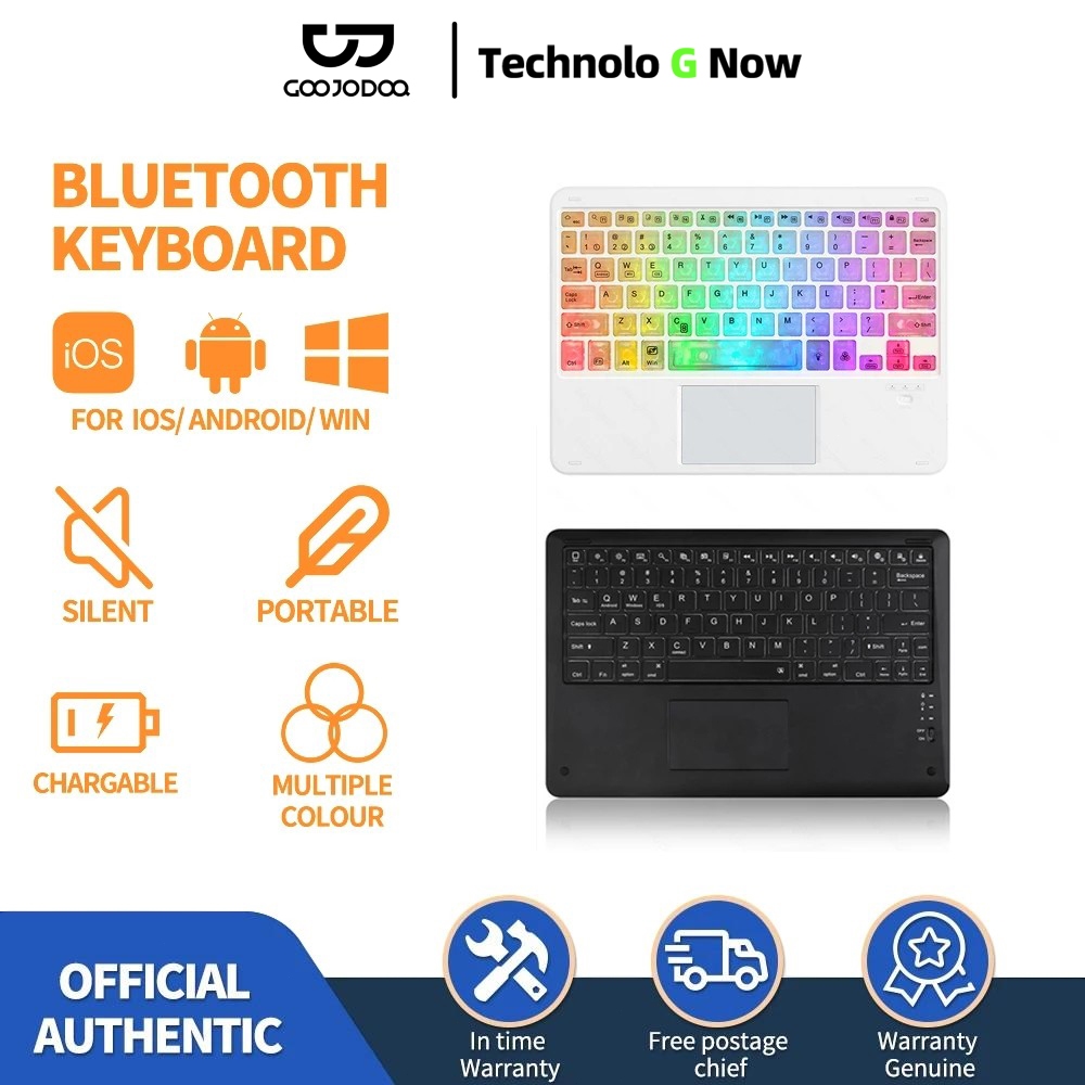 Goojodoq RGB Bluetooth Keyboard Transparent Crystal With Touch pad Wireless Universal keyboard For P