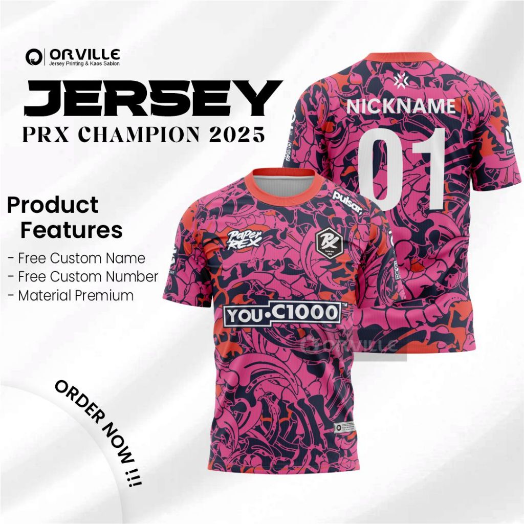 JERSEY PRX PAPER REX CHAMPION 2025/26 RAPTOR VCT CHAMPION PARIS FREE NICKNAME & NUMBER