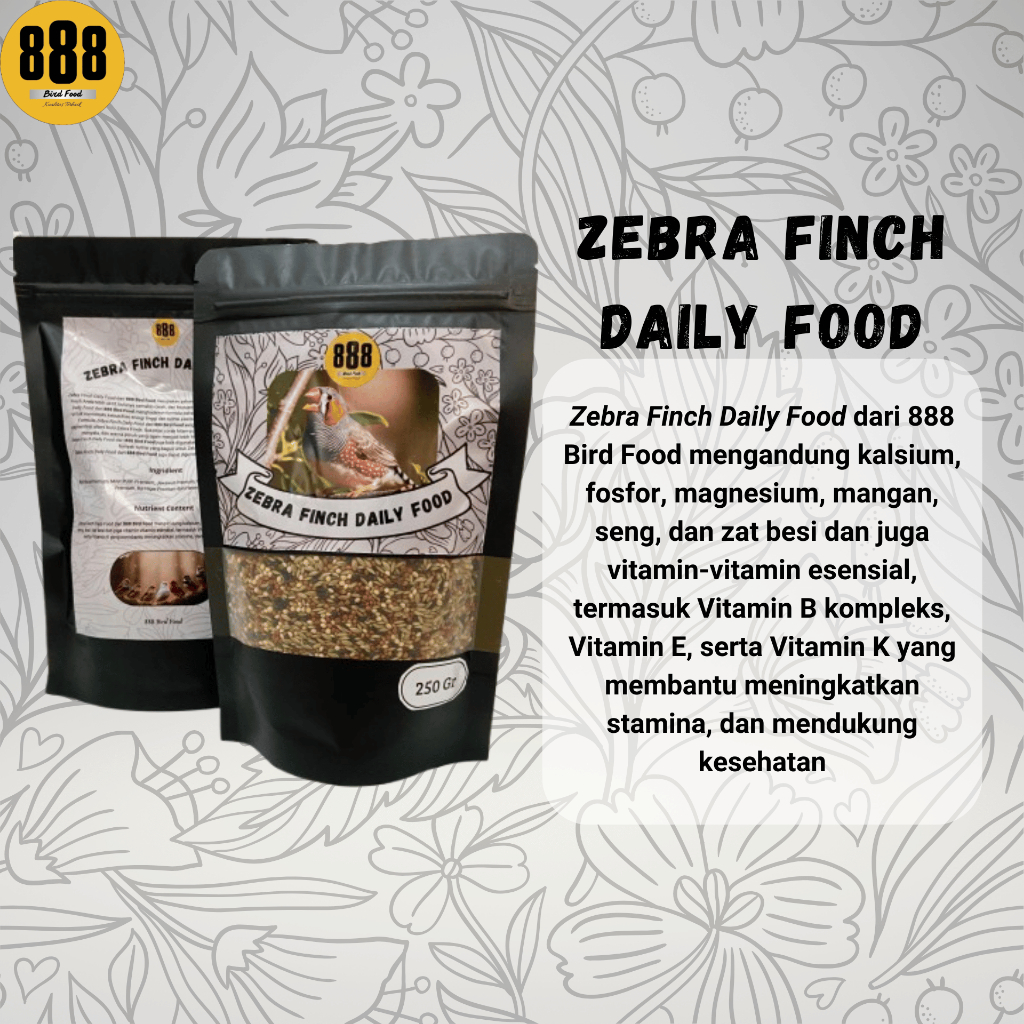 888 Bird Food Zebra Finch Daily Food 250g - Makanan Burung Harian Kaya Kalsium & Vitamin untuk Zebra