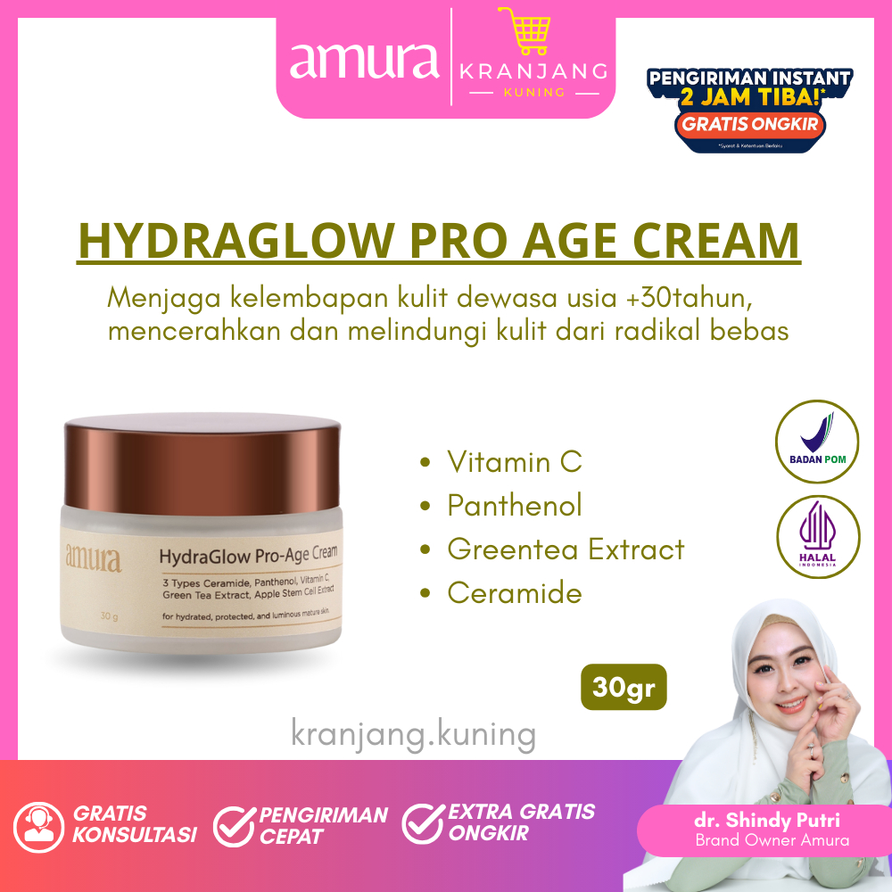 Amura Hydra Glow Pro Age Day Cream 3x Ceramide Melembabkan Melindungi Skin Barrier - 30gr