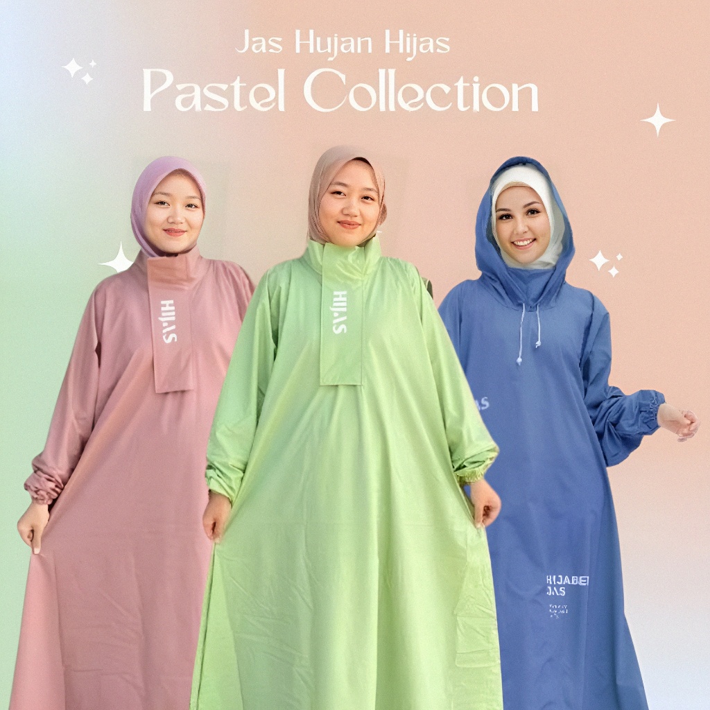 Jas Hujan Wanita Dewasa Gamis Ponco Muslimah Hijab