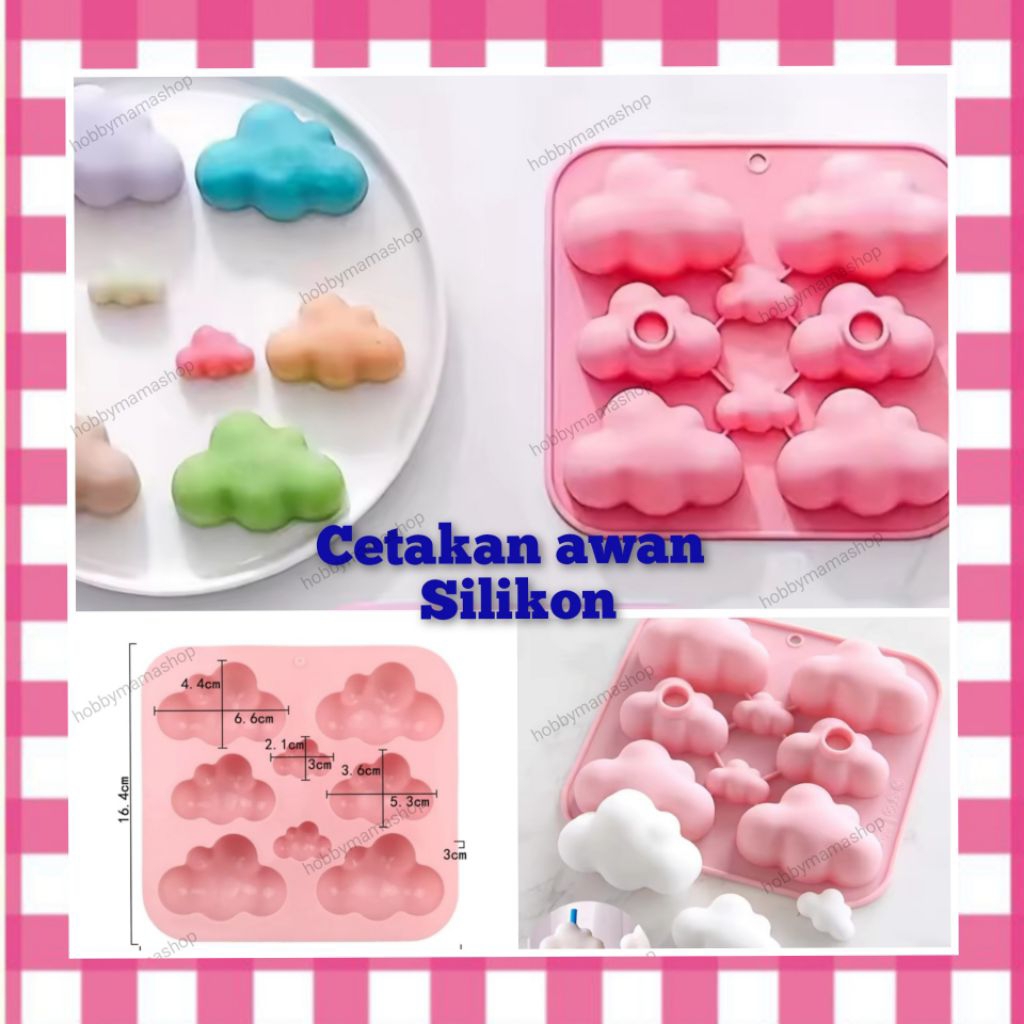 cetakan silikon bentuk awan besar dan kecil untuk puding fondant coklat food grade