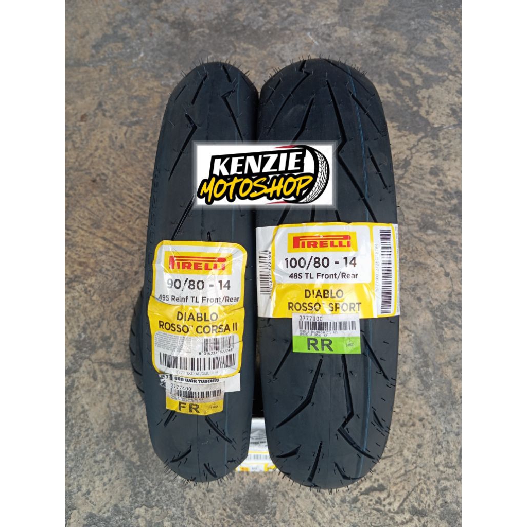 Sepasang Ban Pirelli Diablo Rosso Sport & Diablo Rosso Corsa II UK 100/80-14 & 90/80-14
