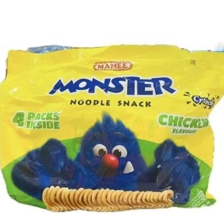 

Mamee Monster snack noodle mie rasa Ayam / BBQ ( isi 4 pack / 8 pack per bungkus )